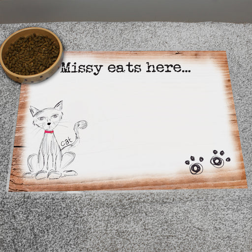 Personalised Scribble Cat Pet Bowl Mat - The Gift Cabin UK