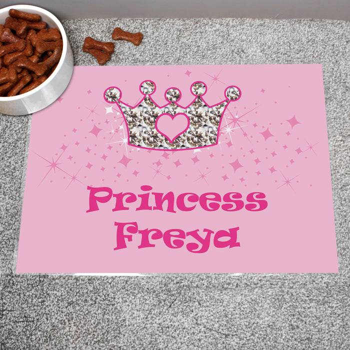 Personalised Pink Princess Pet Bowl Mat - The Gift Cabin UK