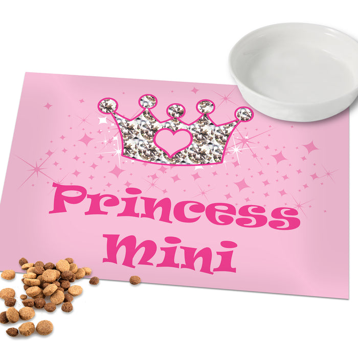 Personalised Pink Princess Pet Bowl Mat - The Gift Cabin UK