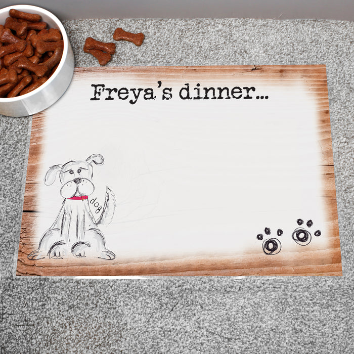 Personalised Scribble Dog Pet Bowl Mat - The Gift Cabin UK