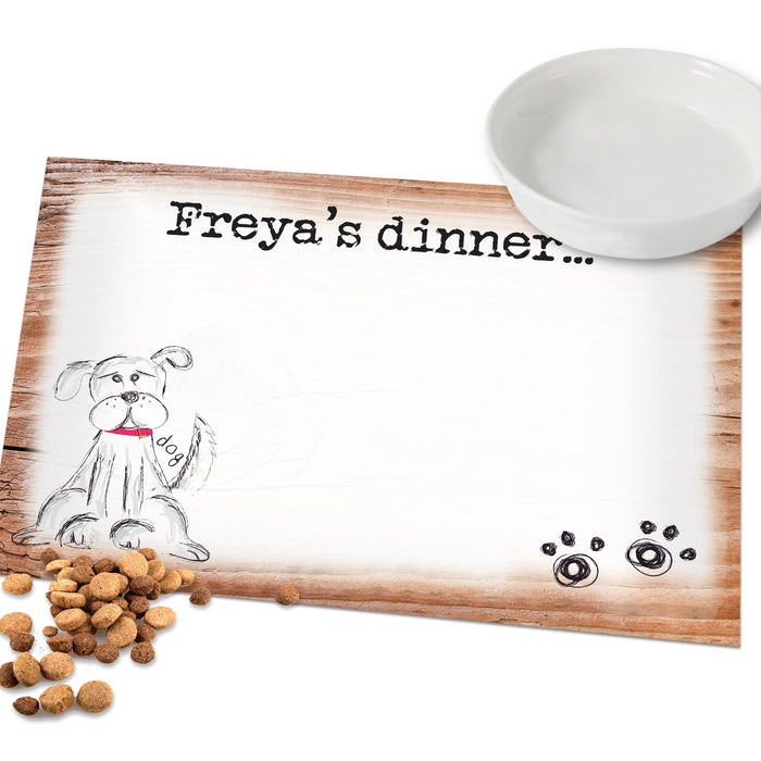 Personalised Scribble Dog Pet Bowl Mat - The Gift Cabin UK