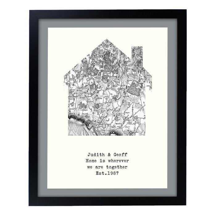 Personalised 1805 - 1874 Old Series Map Home Black Framed Print - The Gift Cabin UK