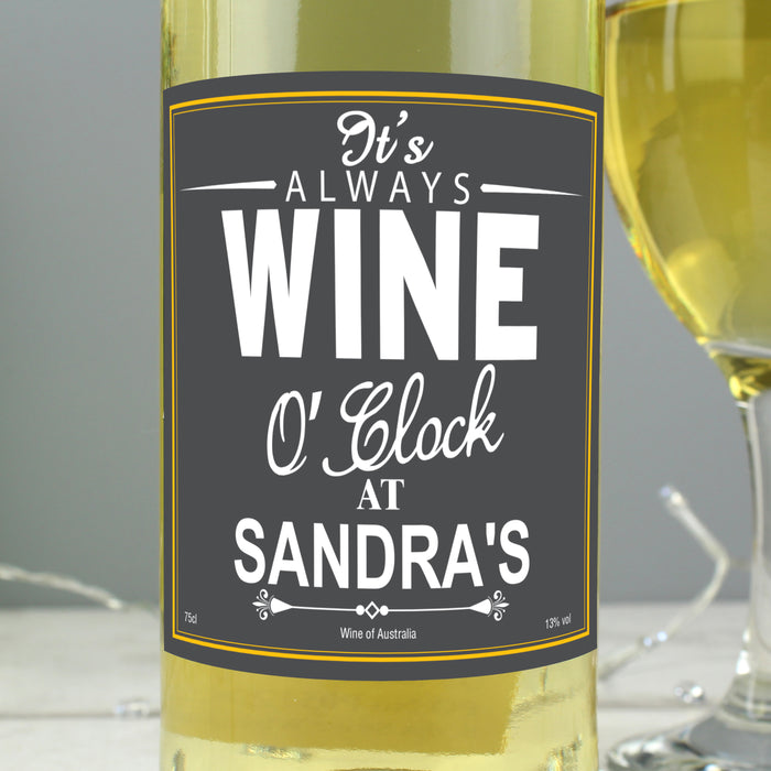 Personalised Wine O'Clock White Wine - The Gift Cabin UK