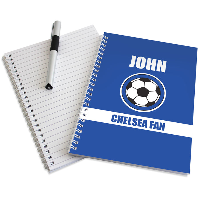 Personalised Dark Blue Football Fan A5 Notebook