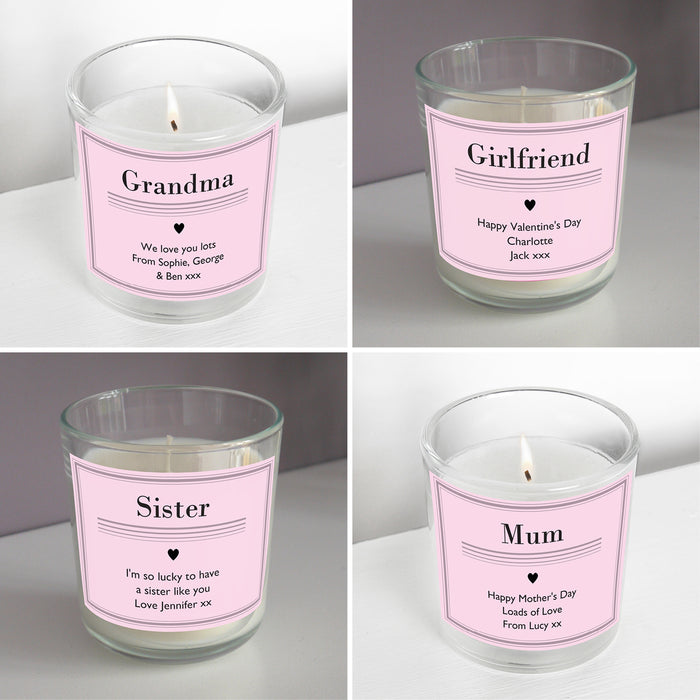 Personalised Classic Pink Scented Jar Candle