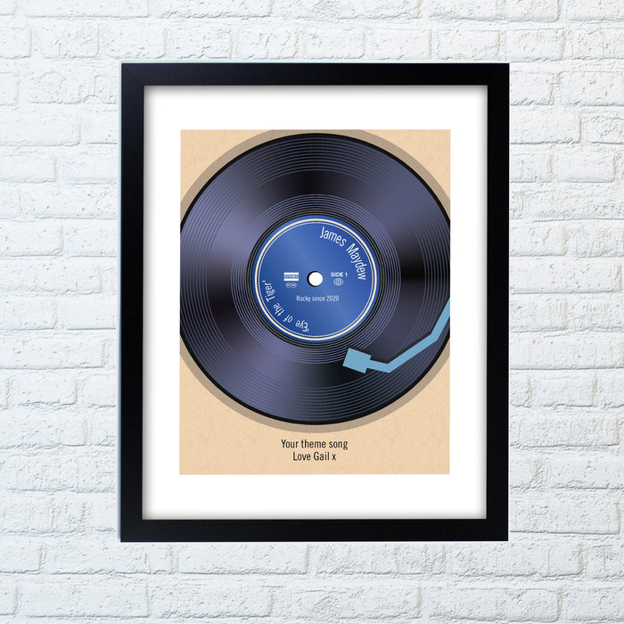 Personalised Retro Vinyl Black Framed Print - The Gift Cabin UK