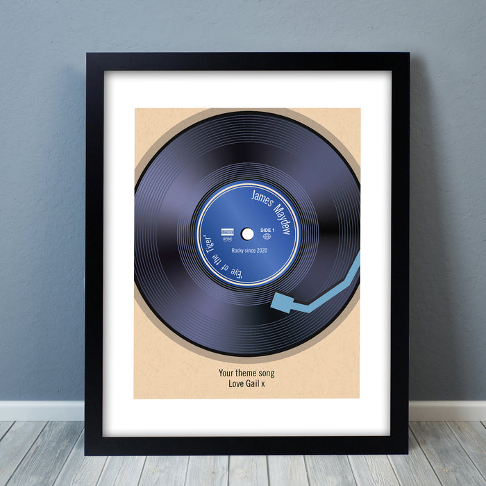 Personalised Retro Vinyl Black Framed Print - The Gift Cabin UK