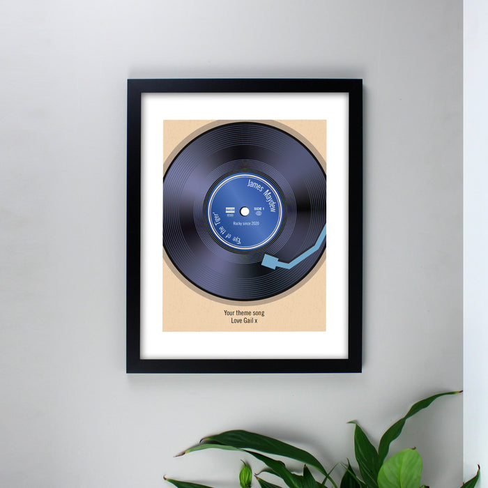 Personalised Retro Vinyl Black Framed Print - The Gift Cabin UK