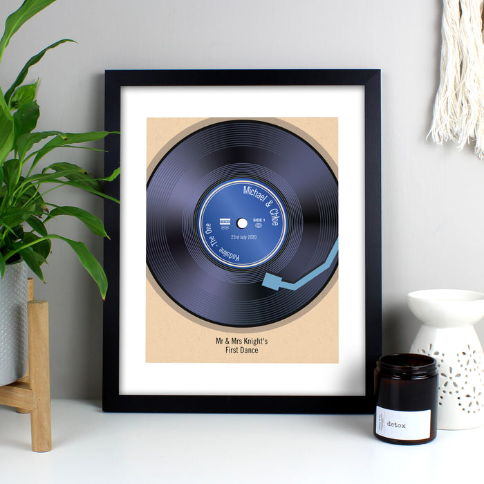 Personalised Retro Vinyl Black Framed Print - The Gift Cabin UK