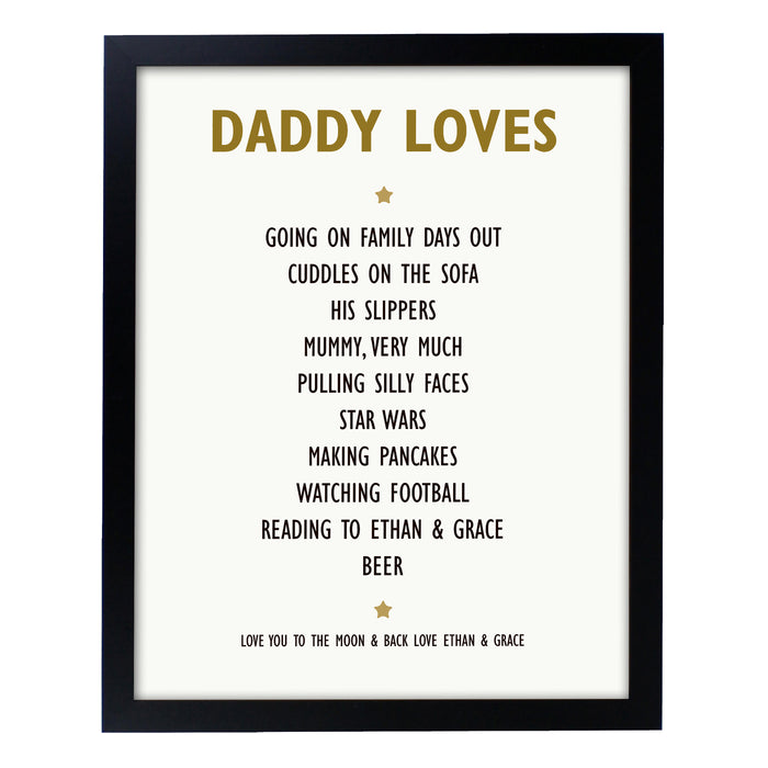 Personalised List of Love Black Framed Print - The Gift Cabin UK