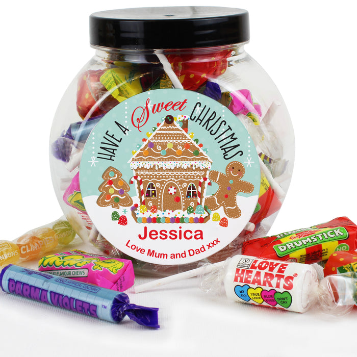 Personalised Gingerbread House Sweet Jar - The Gift Cabin UK