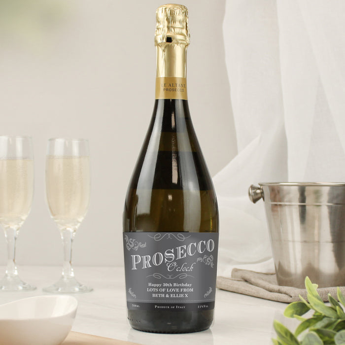 Personalised 'Prosecco O'Clock' Bottle of Prosecco - The Gift Cabin UK