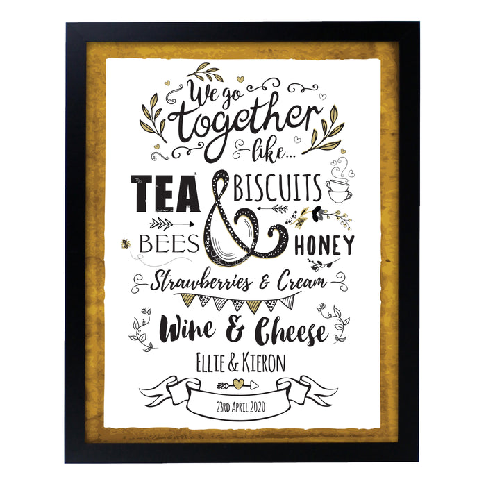 Personalised We Go Together Like... Black Framed Print - The Gift Cabin UK