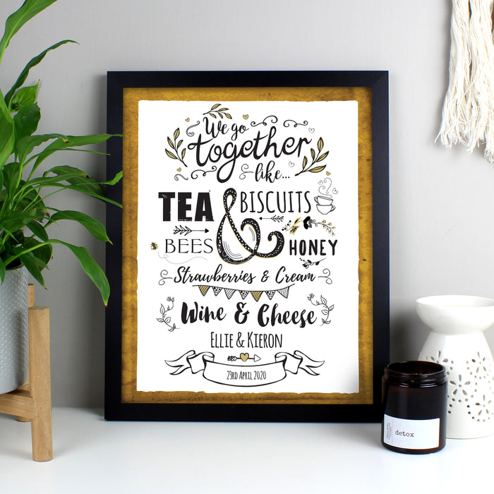 Personalised We Go Together Like... Black Framed Print - The Gift Cabin UK