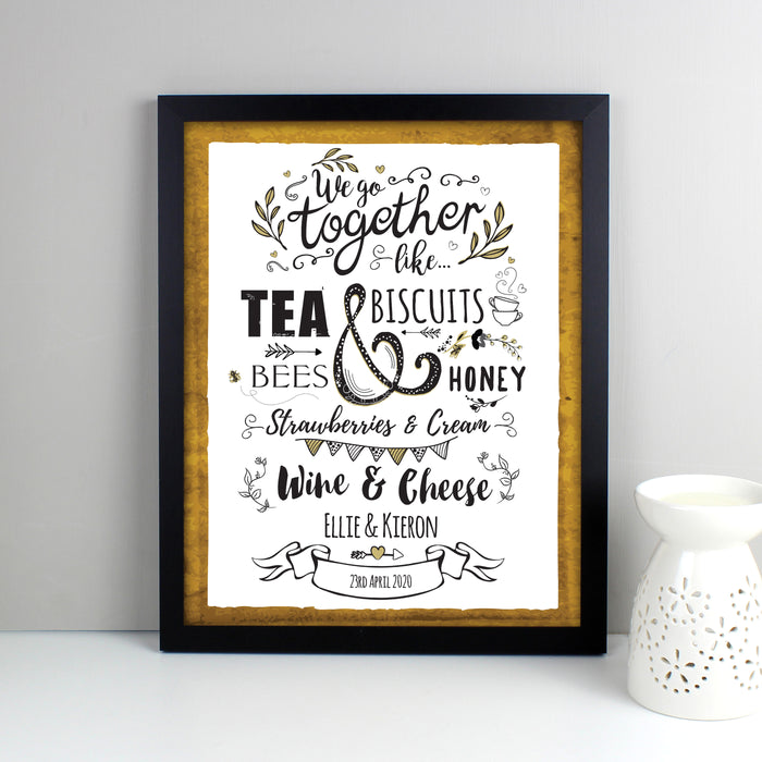 Personalised We Go Together Like... Black Framed Print - The Gift Cabin UK