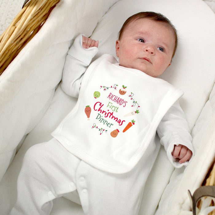 Personalised 'First Christmas Dinner' Bib