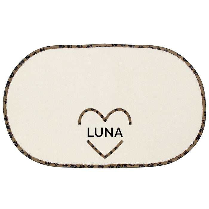 Personalised Love Heart Microfibre Pet Bowl Mat - The Gift Cabin UK