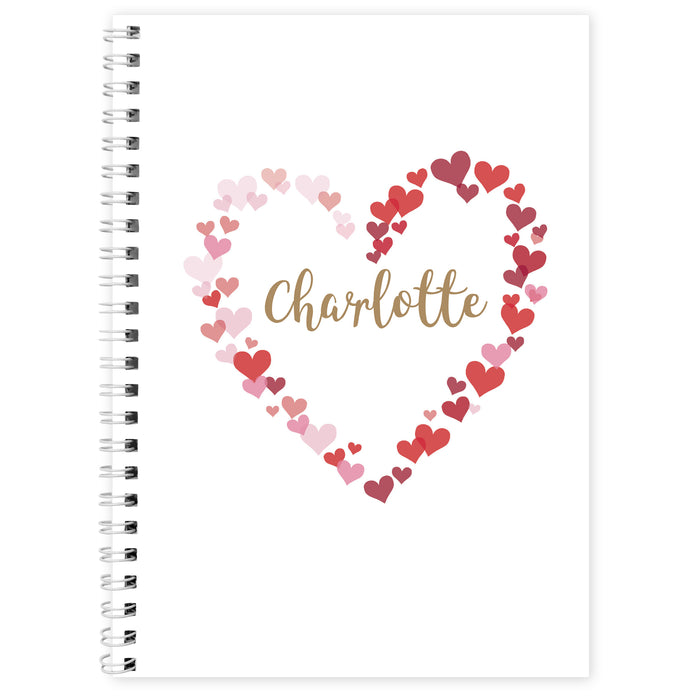 Personalised Confetti Hearts A5 Notebook