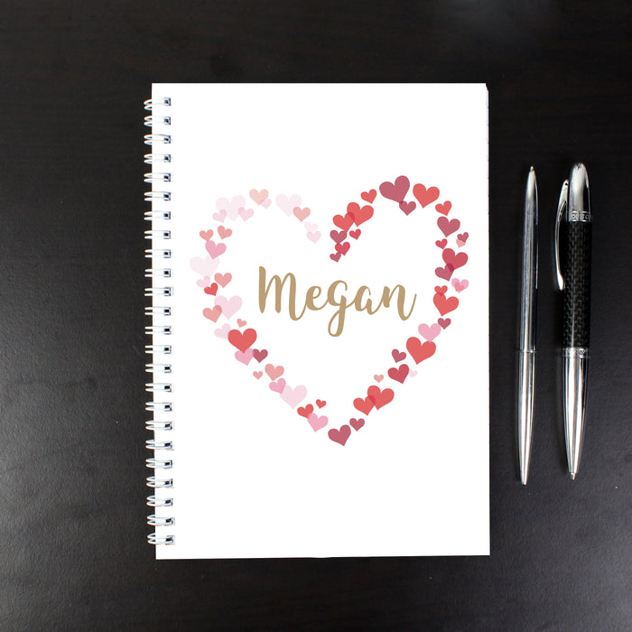 Personalised Confetti Hearts A5 Notebook