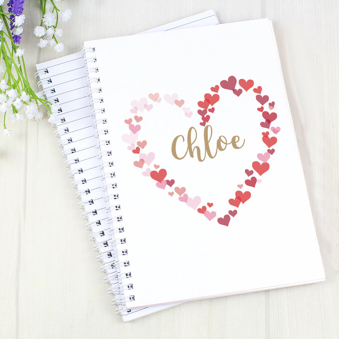 Personalised Confetti Hearts A5 Notebook