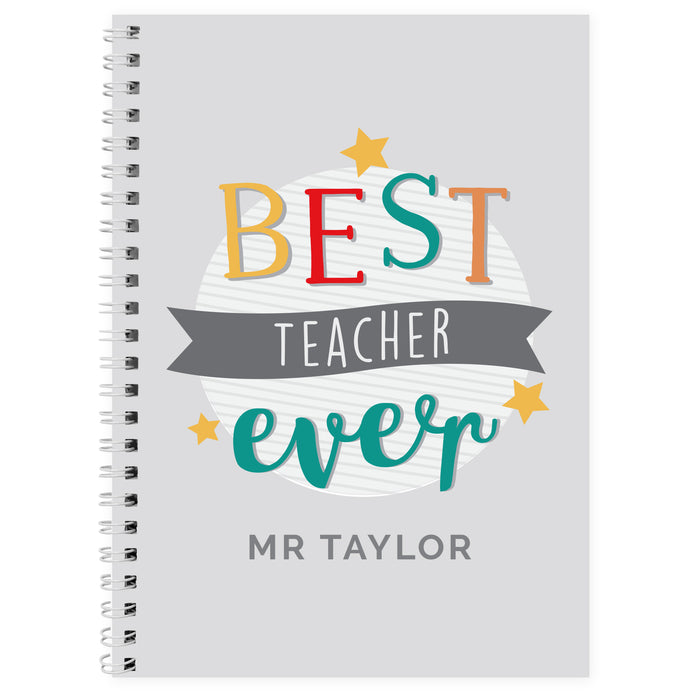 Personalised 'Best Teacher Ever' A5 Notebook