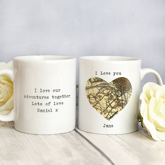 Personalised 1896 - 1904 Revised New Map Heart Mug - The Gift Cabin UK