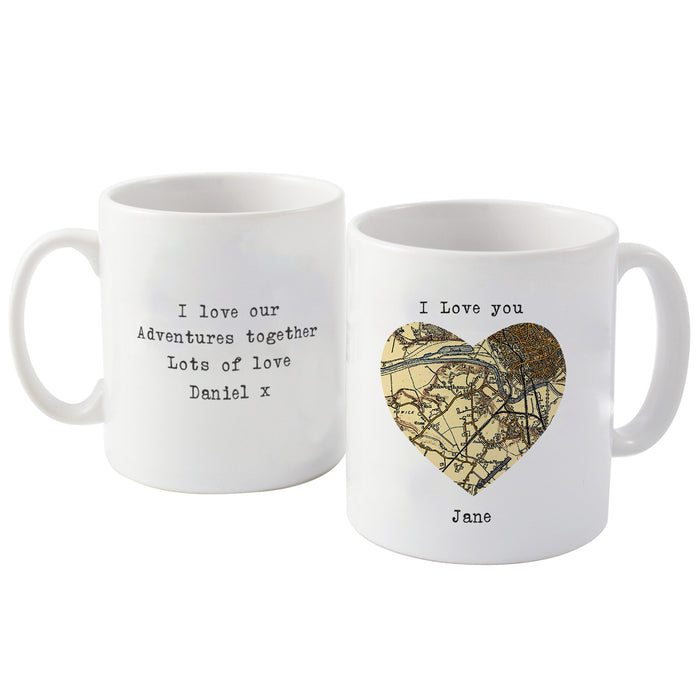 Personalised 1896 - 1904 Revised New Map Heart Mug - The Gift Cabin UK