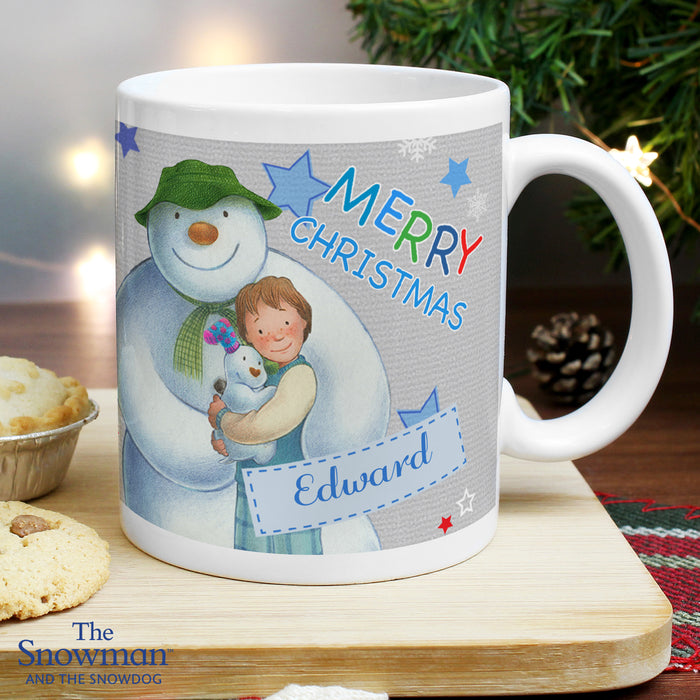 Personalised The Snowman and the Snowdog Blue Mug - The Gift Cabin UK