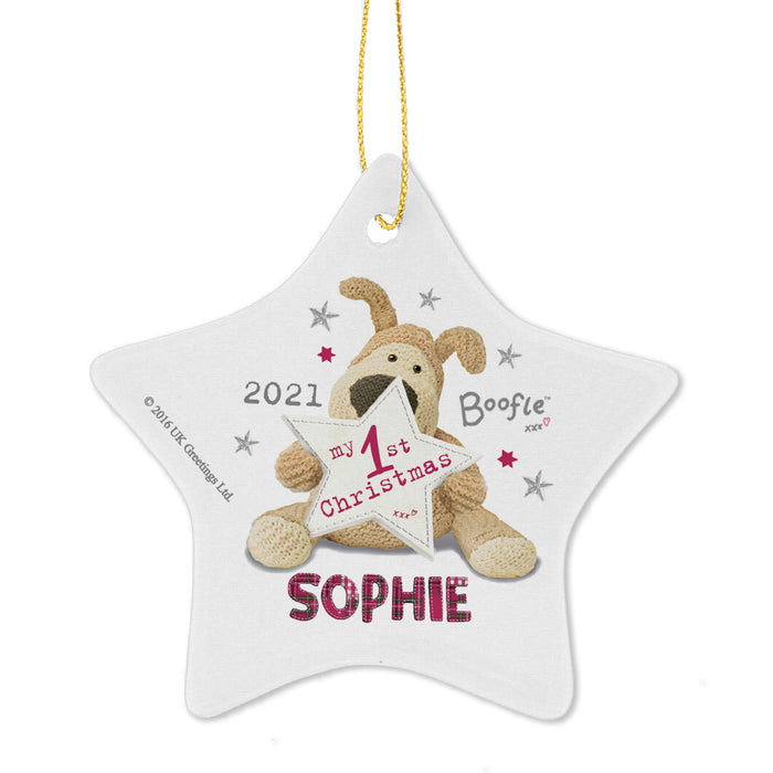 Personalised Boofle My 1st Christmas Ceramic Star Decoration - The Gift Cabin UK