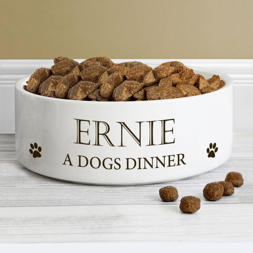 Personalised Paws 14cm Medium White Pet Bowl - The Gift Cabin UK