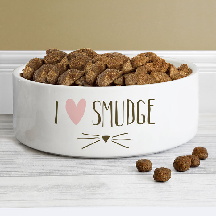 Personalised Cat Features 14cm Medium White Pet Bowl - The Gift Cabin UK