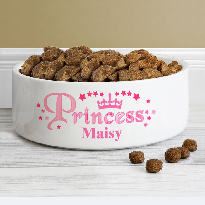 Personalised Princess 14cm Medium White Pet Bowl - The Gift Cabin UK