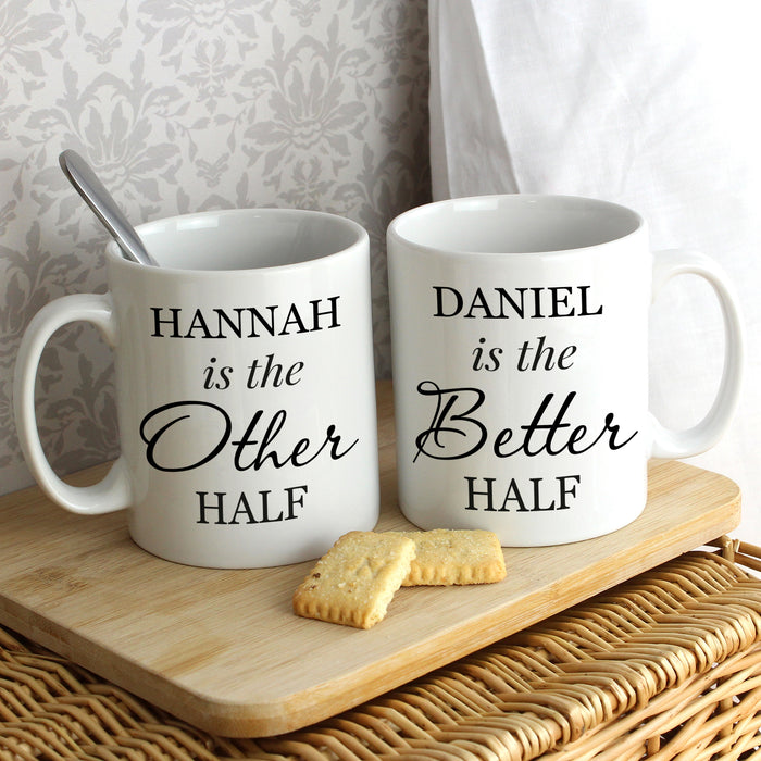 Personalised Other Half and Better Half Mug Set - The Gift Cabin UK