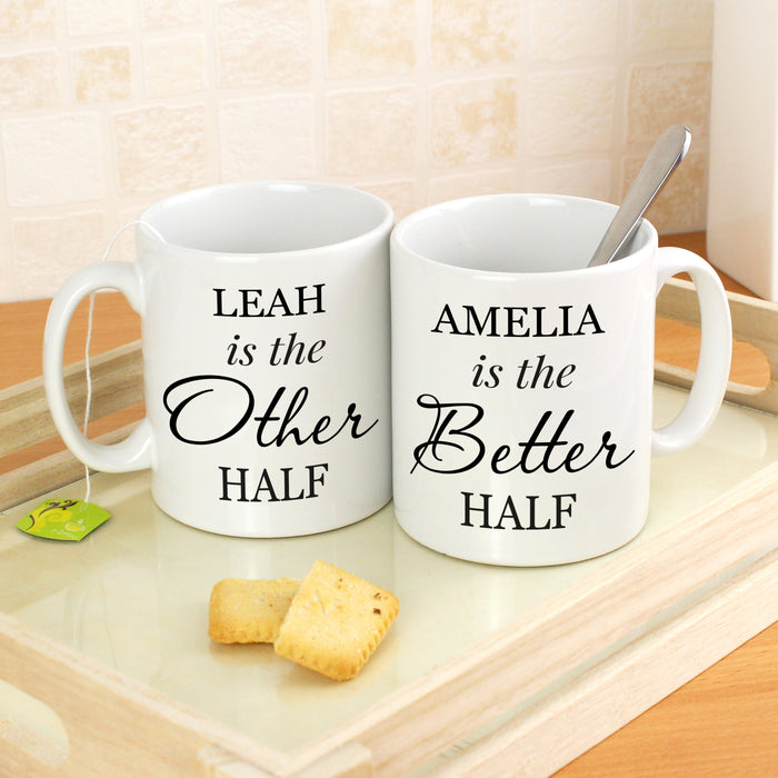 Personalised Other Half and Better Half Mug Set - The Gift Cabin UK