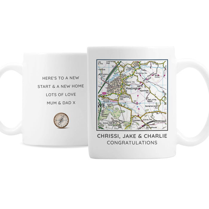 Personalised Present Day Map Compass Mug - The Gift Cabin UK