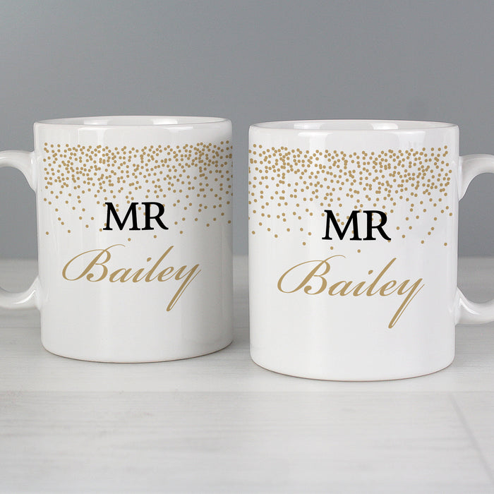 Personalised Gold Confetti Wedding Mug Set - The Gift Cabin UK