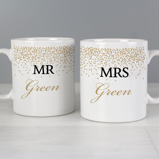 Personalised Gold Confetti Wedding Mug Set - The Gift Cabin UK