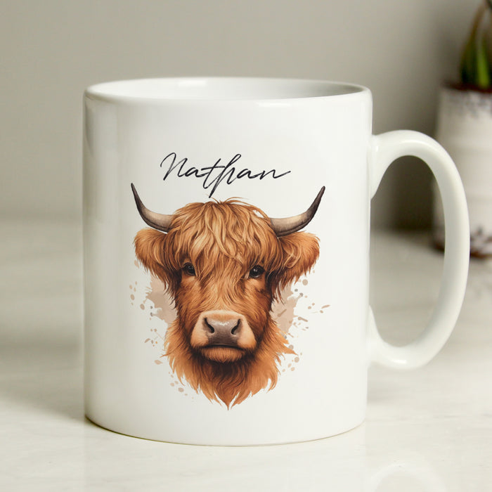 Personalised Highland Cow Mug - Male - The Gift Cabin UK