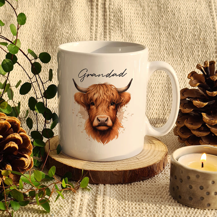 Personalised Highland Cow Mug - Male - The Gift Cabin UK