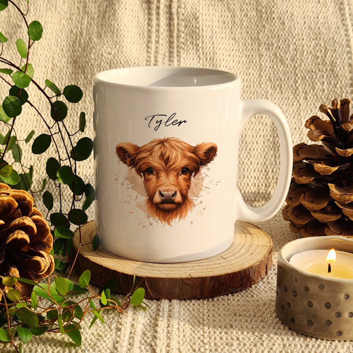 Personalised Highland Cow Mug - Boy - The Gift Cabin UK