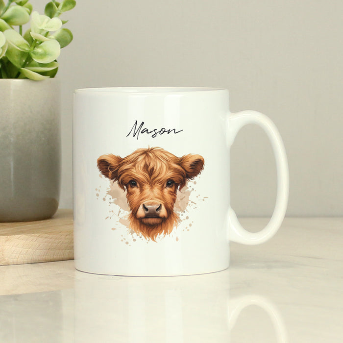 Personalised Highland Cow Mug - Boy - The Gift Cabin UK