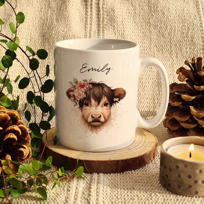 Personalised Highland Cow Mug - Girl - The Gift Cabin UK