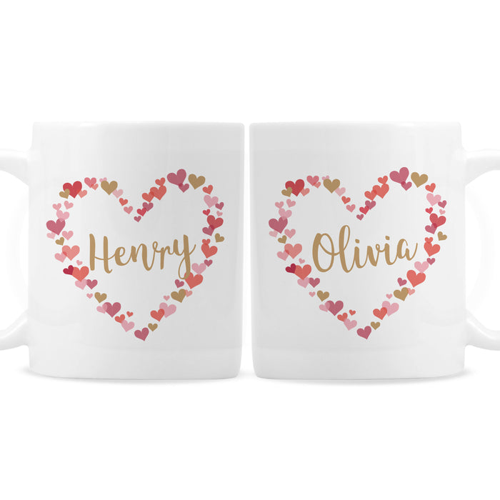 Personalised Confetti Hearts Wedding Mug Set - The Gift Cabin UK