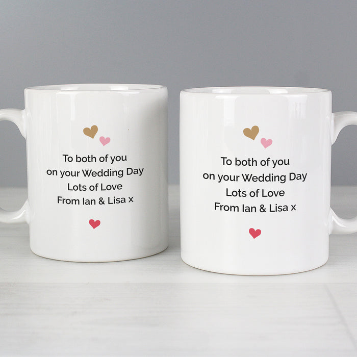 Personalised Confetti Hearts Wedding Mug Set - The Gift Cabin UK