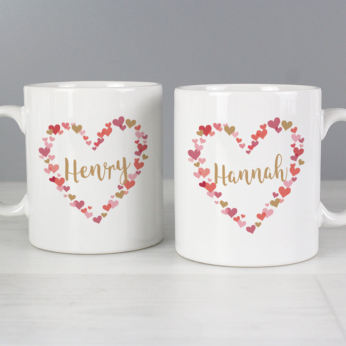 Personalised Confetti Hearts Wedding Mug Set - The Gift Cabin UK