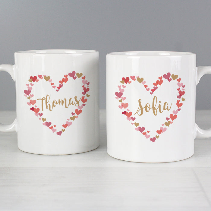 Personalised Confetti Hearts Wedding Mug Set - The Gift Cabin UK