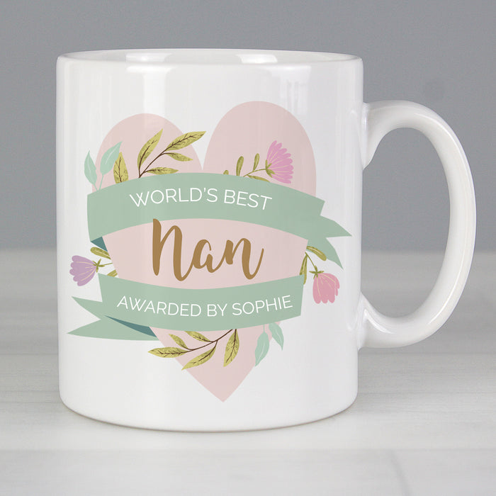 Personalised Floral Heart Mug - The Gift Cabin UK