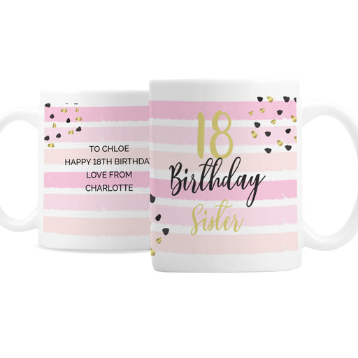 Personalised Birthday Gold and Pink Stripe Mug - The Gift Cabin UK