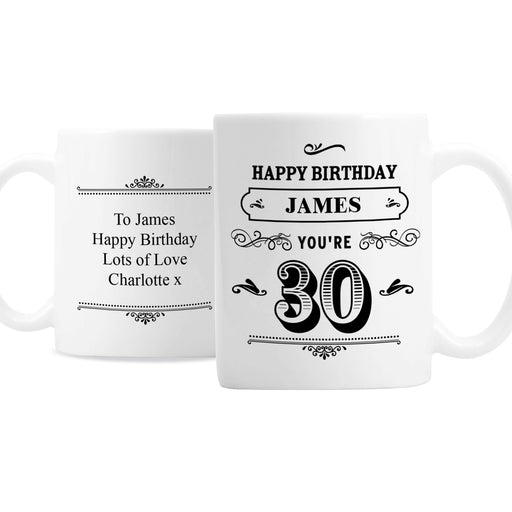 Personalised Birthday Vintage Typography Mug - The Gift Cabin UK