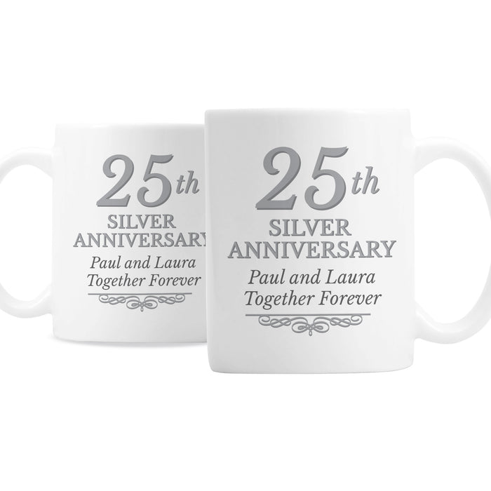 Personalised 25th Silver Anniversary Mug Set - The Gift Cabin UK